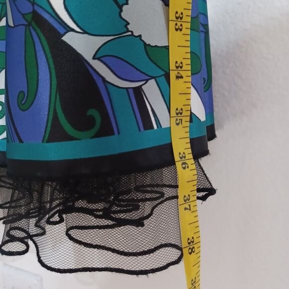 Speechless Junior Sz 7 Sundress Party Dress-Purple Blue/Green Floral/Blk Tulle - Picture 12 of 15